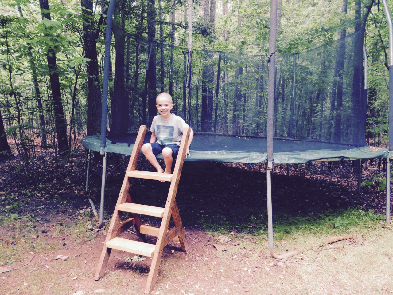 The Project Lady DIY Wood Trampoline Ladder Easy & Sturdy!