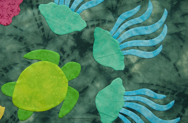Turtle and jellyfish hand appliqué 