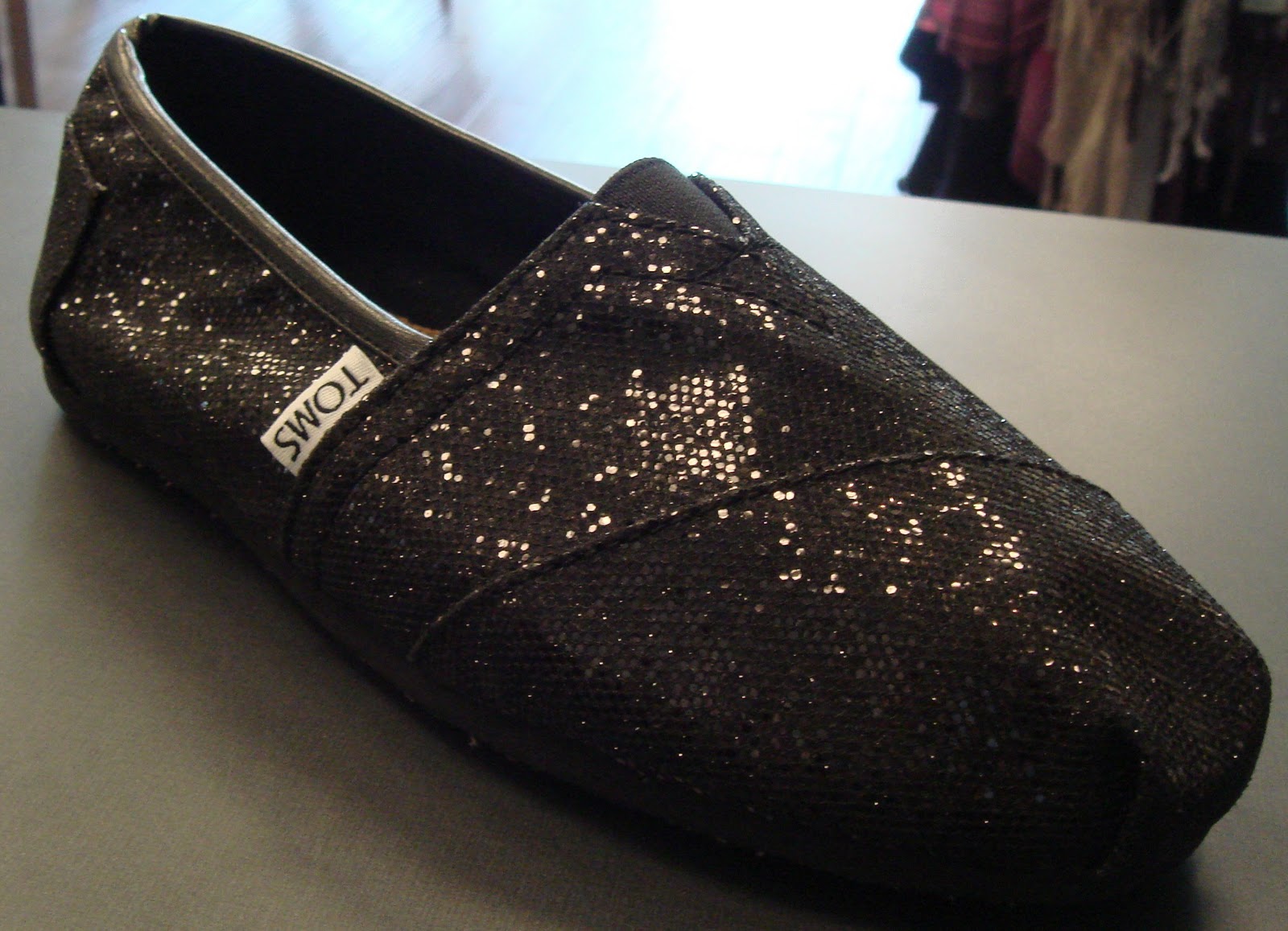 toms black glitter shoes