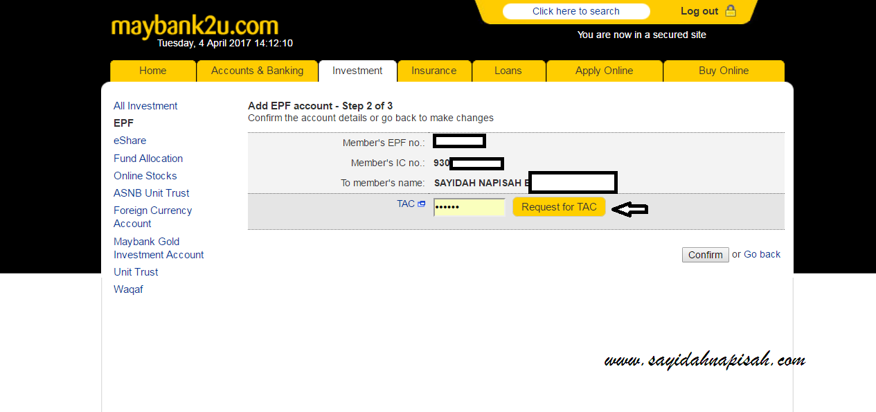 mudah je bayar EPF (KWSP) melalui maybank2u epf maybank2u