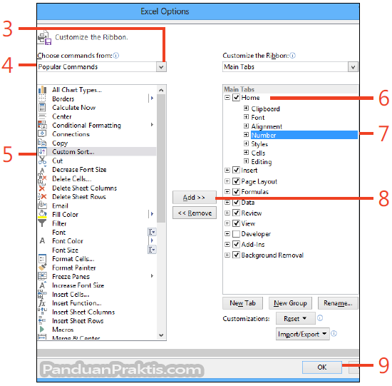 mempelajari teknologi Cara menambahkan perintah ke tab Ribbon
