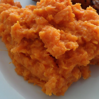 Mashed Sweet Potatoes with Coconut Oil:  Simple mashed sweet potatoes with coconut oil.  That's it and it is delicious.