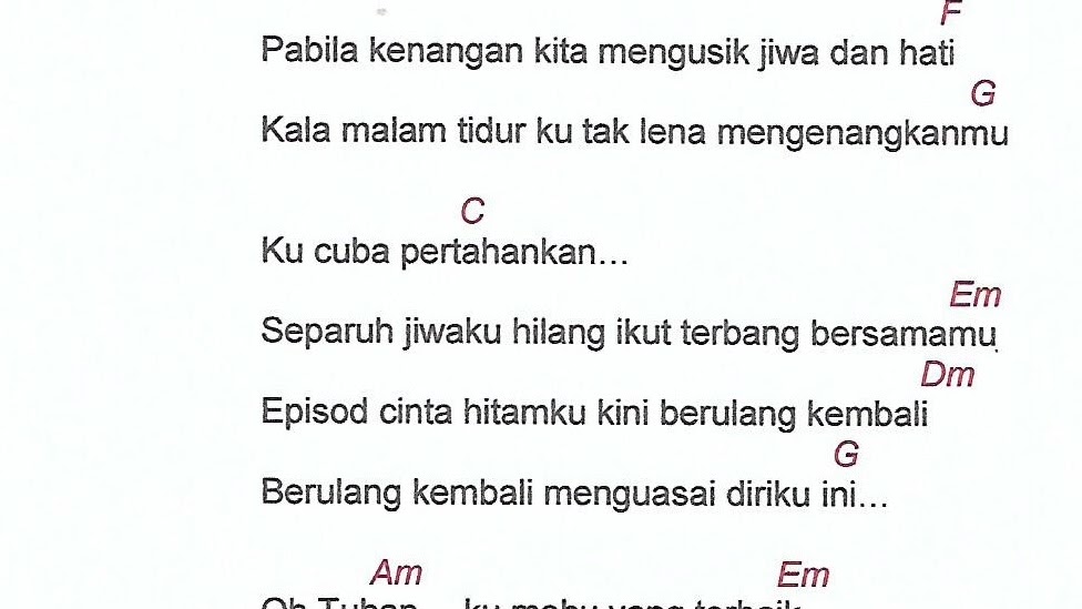 Lirik Lagu Malaysia Memori Berkasih Chord