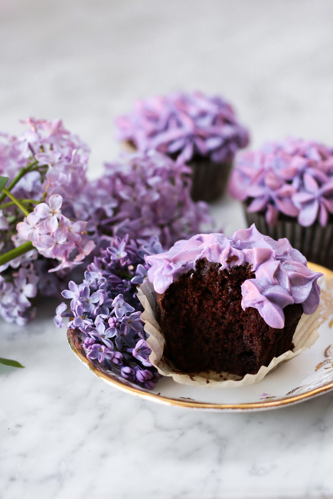 Lilac Chocolate Cupcakes