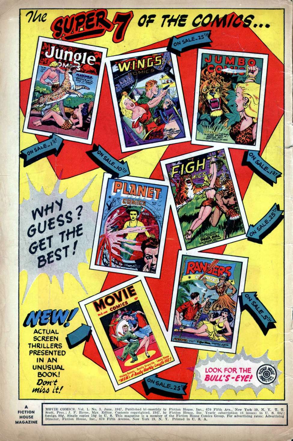 "The Big Six"/ "The super 7"  Fiction House Comics/
