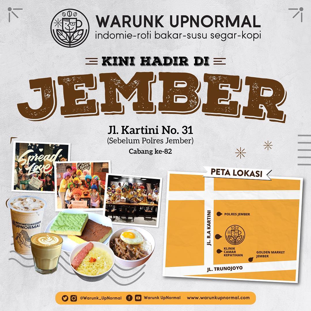 Warunk Upnormal - Promo Openning Jember + Vouvher Gratis Total 5 Juta Warunk Upnormal - Promo Openning Jember + Vouvher Gratis Total 5 Juta