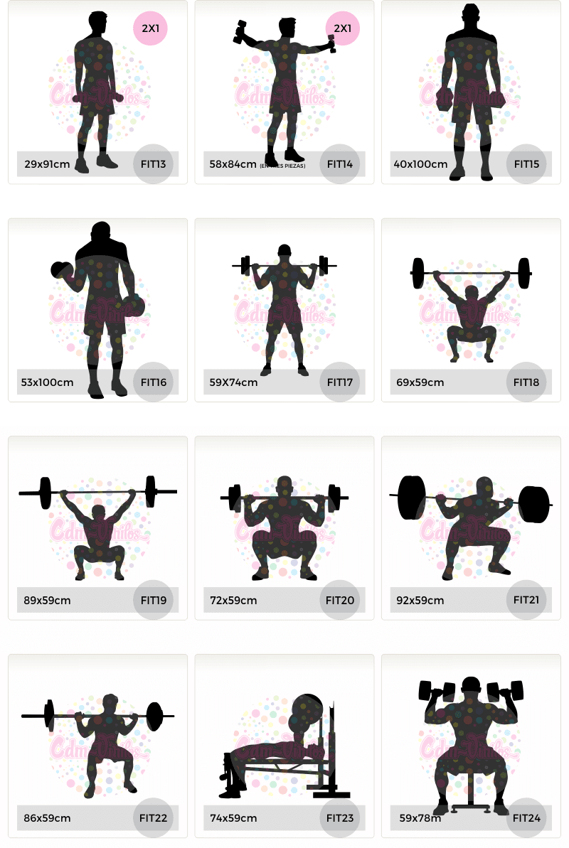 vinilos decorativos siluetas fitness gimnasio gente corriendo ejercitando crossfit