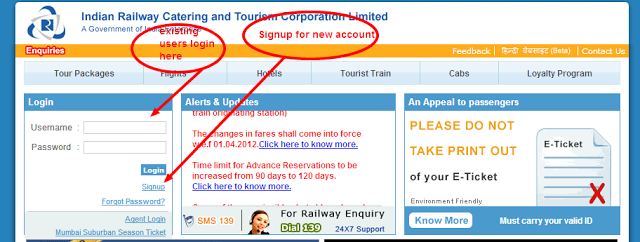IRCTC Login registration
