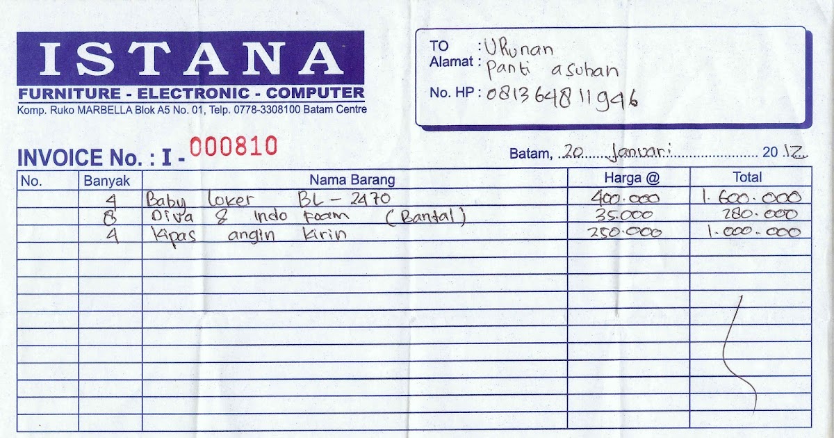 Contoh Nota Mebel Pendukung Ilmu