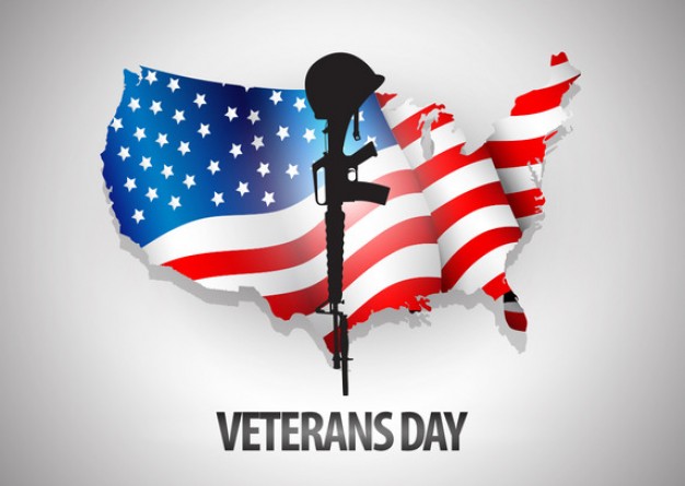 Veterans day poster with US flag Free Vector