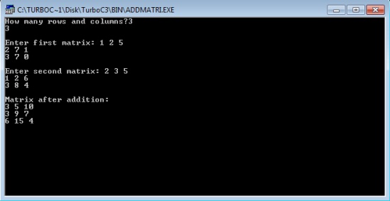 Infokus: C program to add two matrices