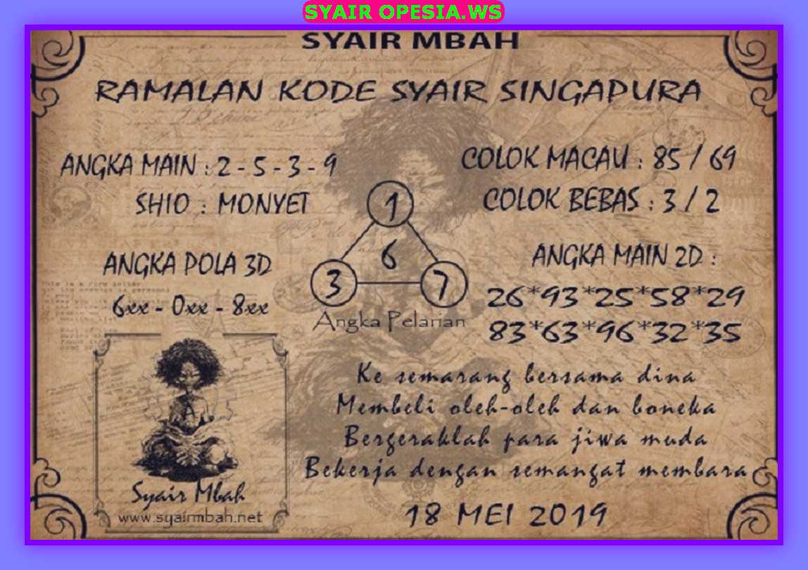 Kode syair sgp hari sabtu 18 Mei 2019 GOsyair SEDIA KODE
