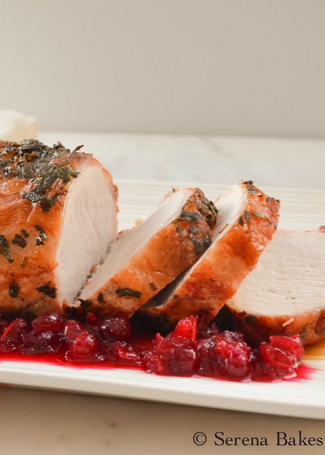 Rosemary Sage Pork Loin Roast is a favorite for an easy dinner recipe. We love it served with Orange Cranberry from Serena Bakes Simply From Scratch.