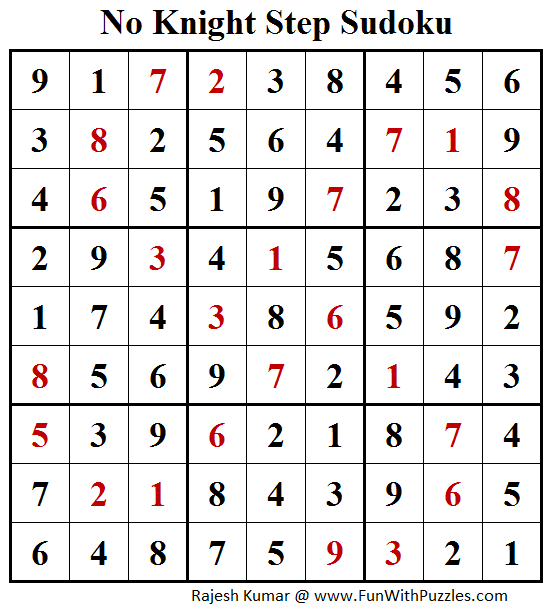 No Knight Step Sudoku (Sudoku for Adults #153) Solution