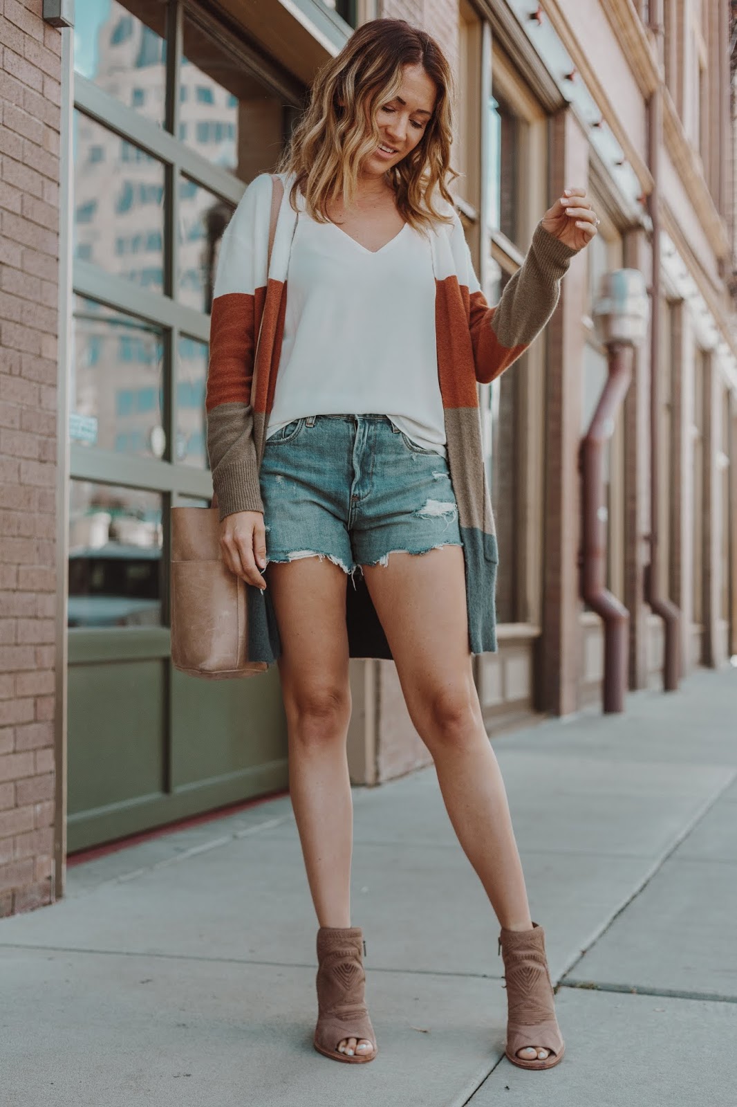 Cardigan with shorts and booties