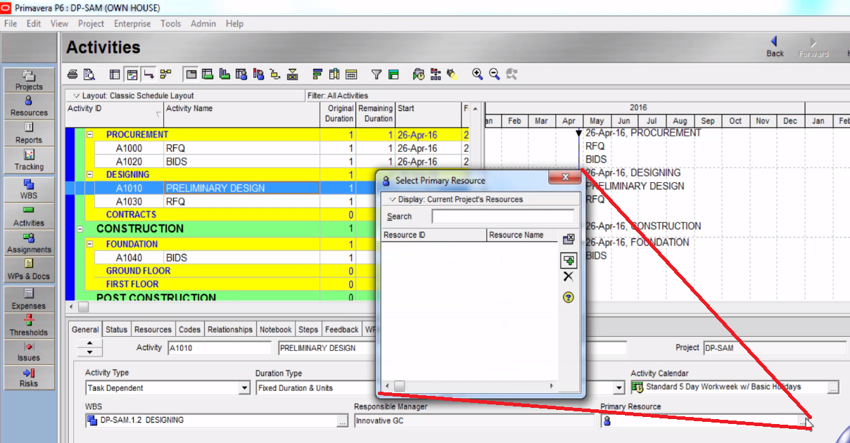 Primavera P6 Tutorial : Chapter 3.2 : Working with Activities