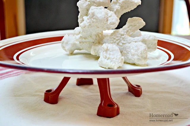 pedestal dish with coral on top