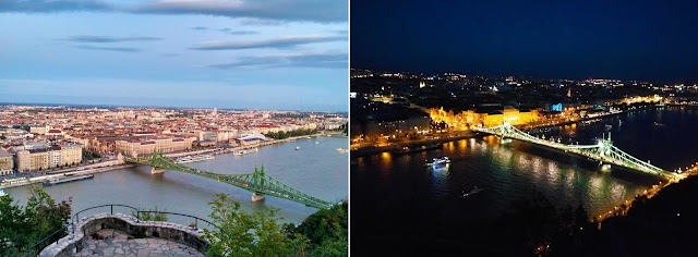 Підсвітка моста Свободи. Вид з холма Геллерт на нічний Будапешт
