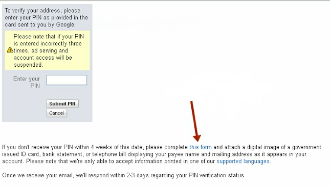How To Verify Google Adsense Account Without Pin Code