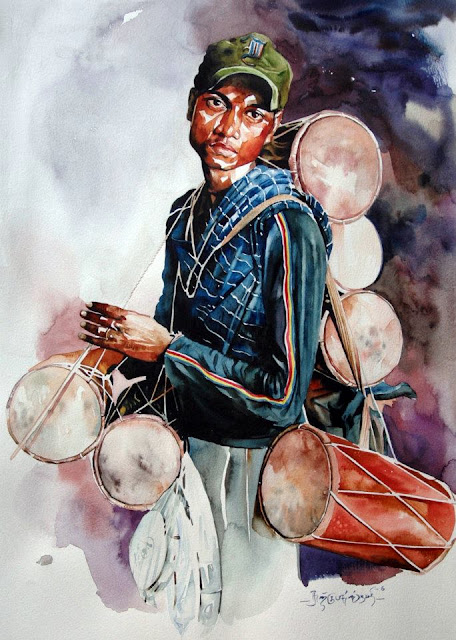 Indian Watercolor Artist- "Rajkumar Sthabathy" 1975