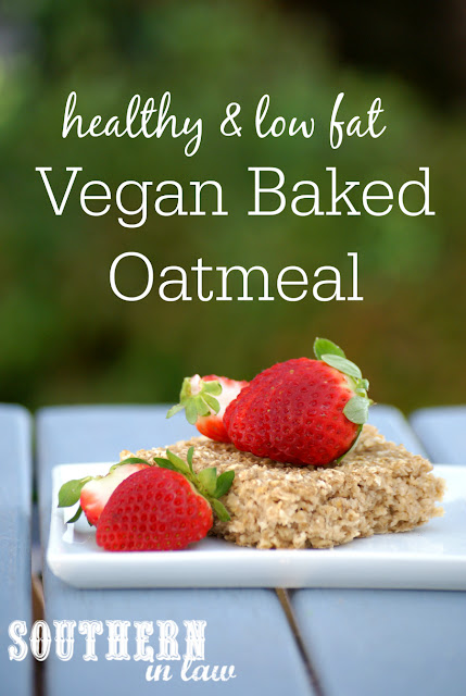 Easy Vegan Baked Oatmeal Recipe - low fat, gluten free, healthy, vegan, nut free, egg free, dairy free, clean eating recipe, meal prep