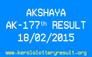 AKSHAYA Lottery AK 177 Result 18-02-2015