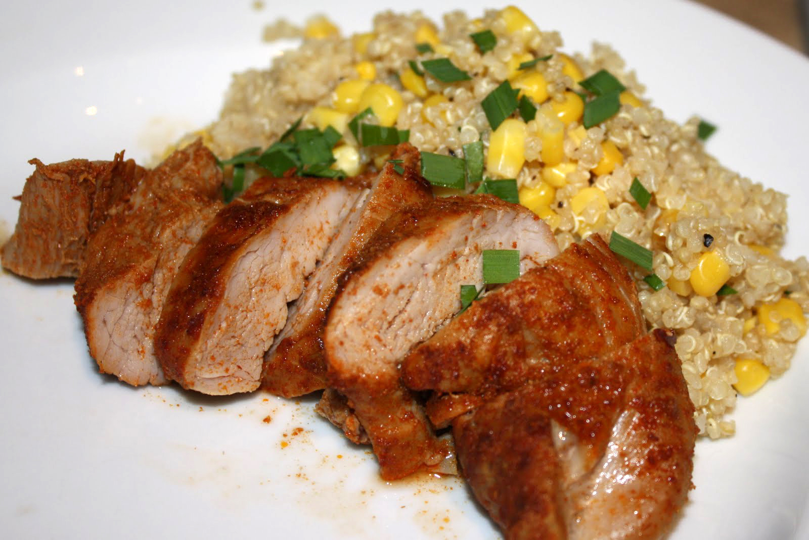 a day in the kitchen of... mexican spicerubbed pork with quinoa