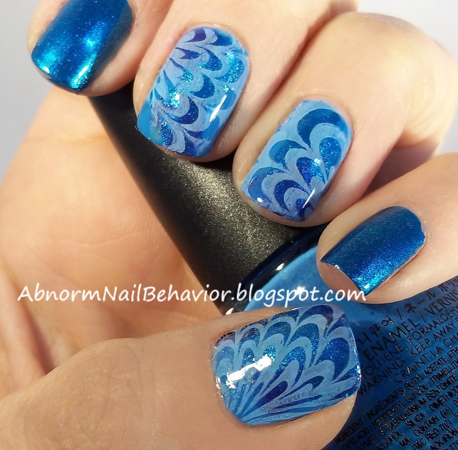 Abnorm Nail Behavior Art Metallic Blue Marble Nails Nothing Fancy Just Pretty Blue Nail Polish