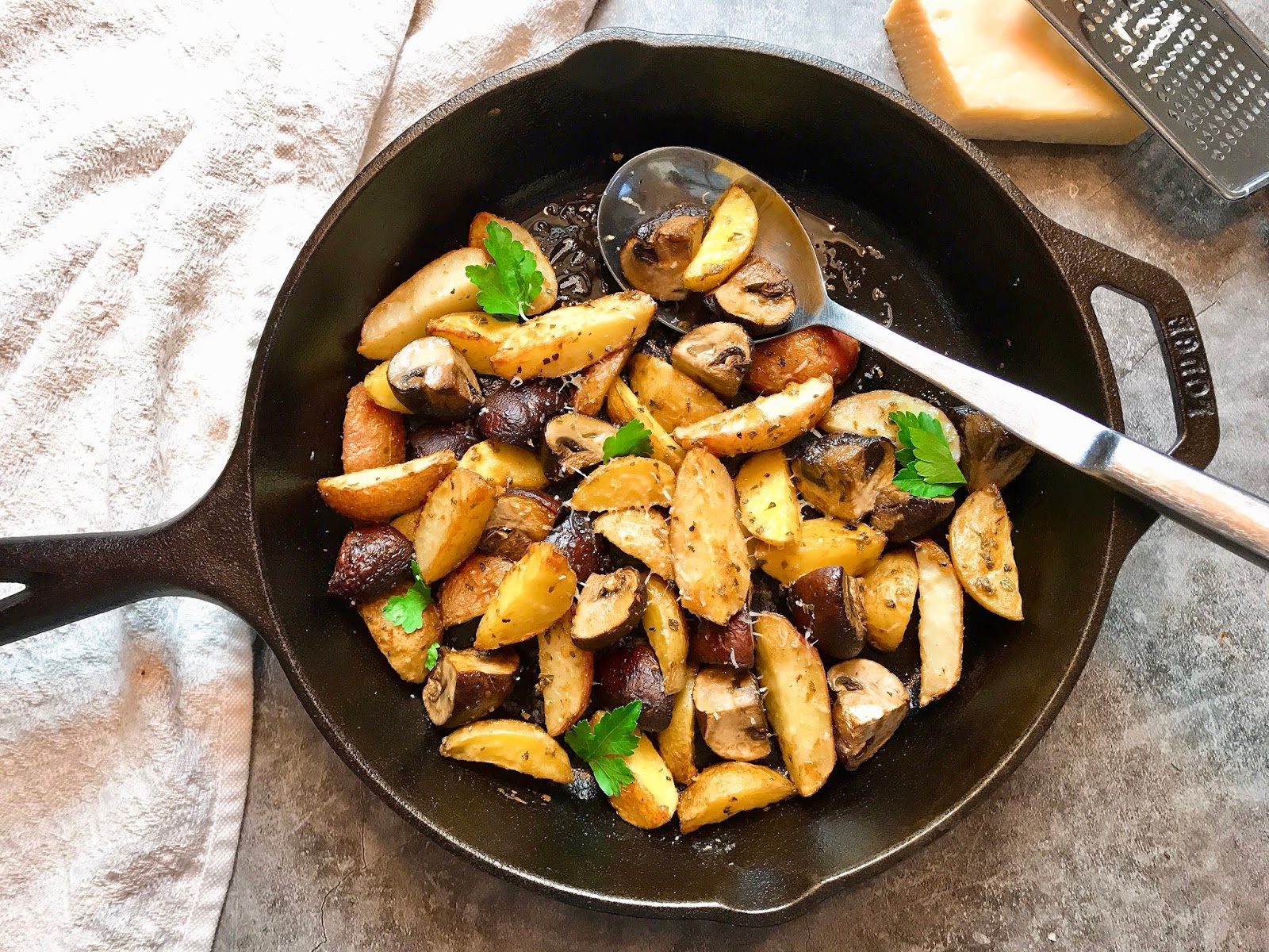Parmesan Roasted Potatoes and Mushrooms