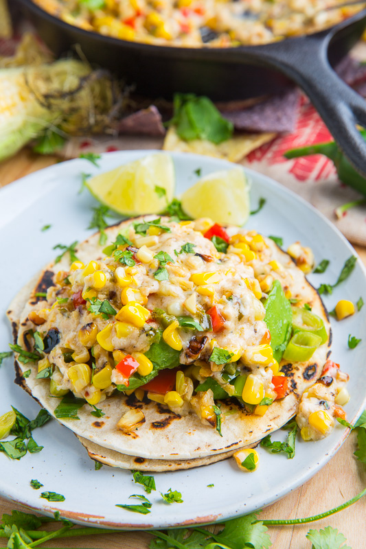 Roasted Corn Queso Fundido and Avocado Tacos Roasted Corn Queso Fundido and Avocado Tacos
