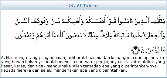 Teks Bacaan Surat At Tahrim Arab Latin dan Terjemahannya