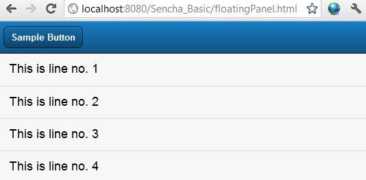 Sencha Touch floating Panel Example
