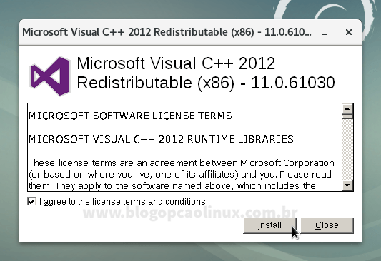 Instalador do Microsoft Visual C++ 2012 Redistributable