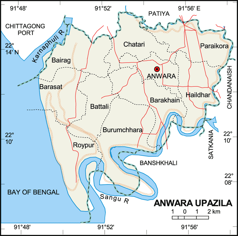 Anwara Upazila Map Chittagong District Bangladesh