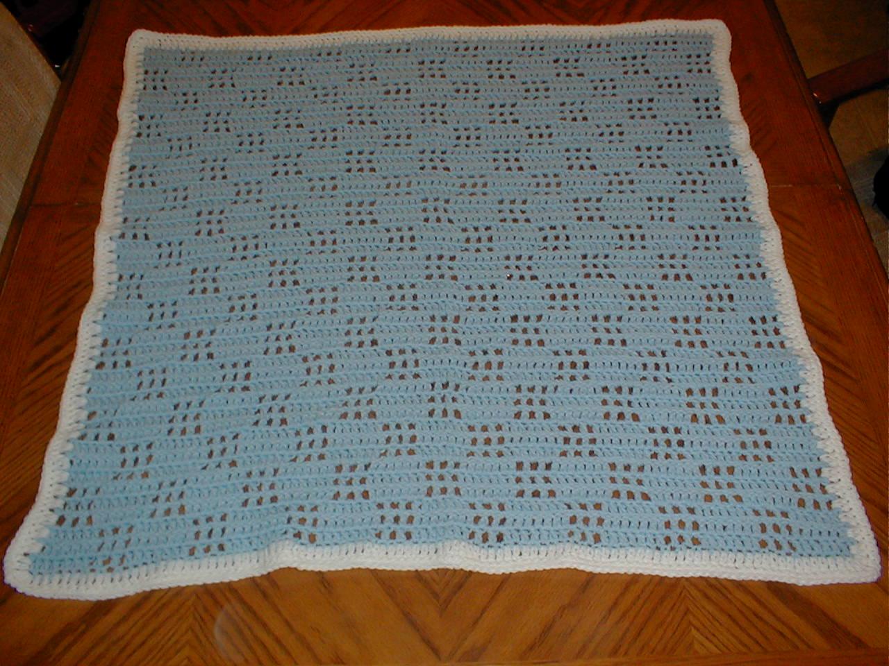 Karens Crocheted Garden of Colors Blue Baby Blanket