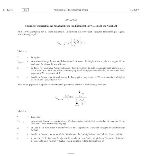 ANHANG II der EU-RL 2009/28/EG ANHANG II der EU-RL 2009/28/EG