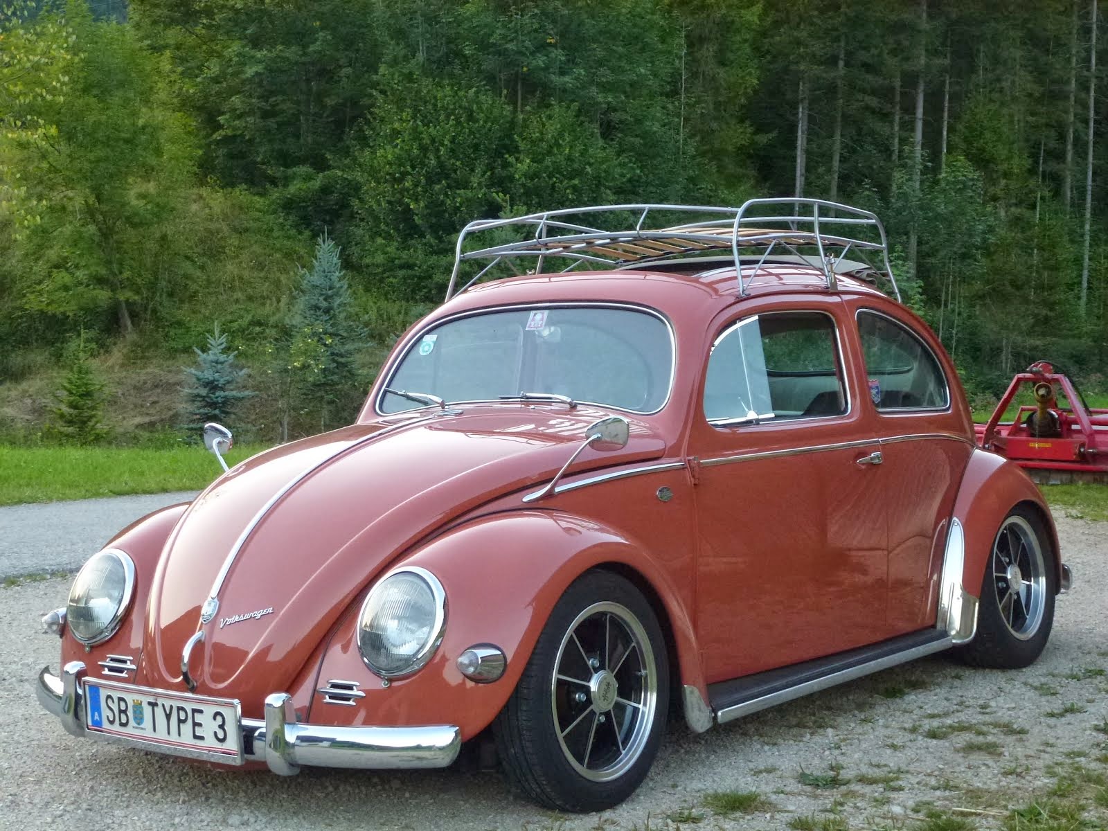 my ex oval coral red 1955 Export bug