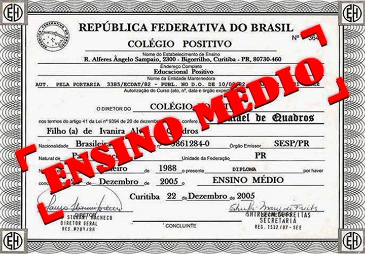 histórico Escolar, Ensino Médio ou Ensino