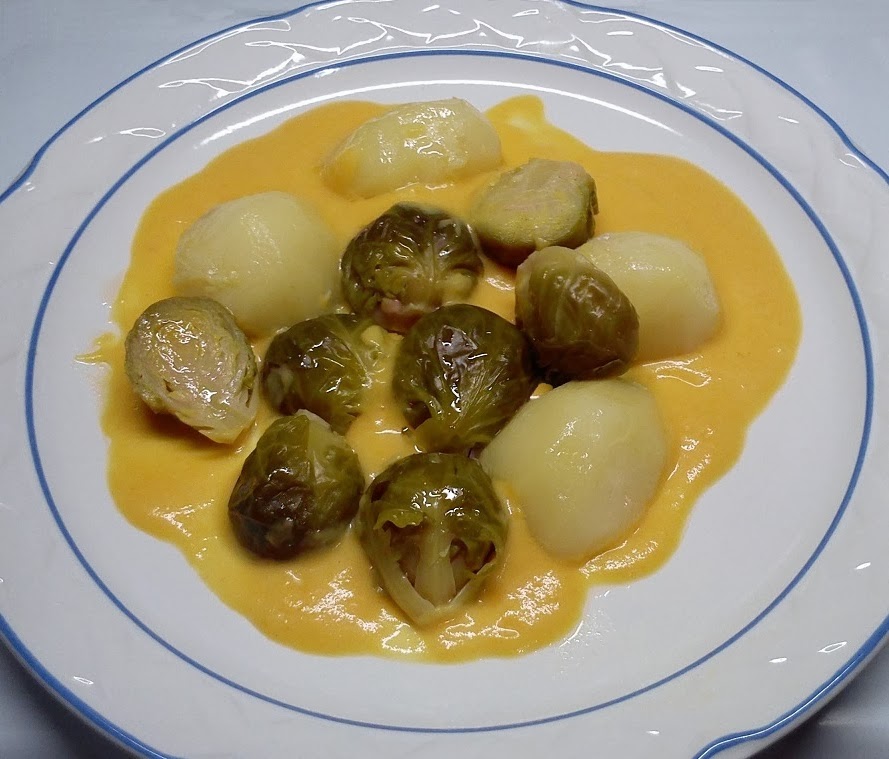 vegana y compañía COLES DE BRUSELAS CON CREMA DE VERDURAS