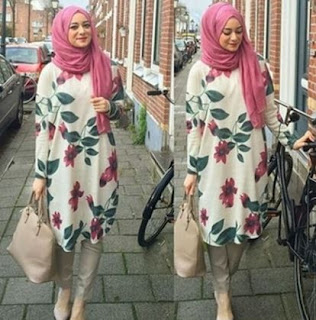 Tunik batik kombinasi hijab modern Tunik batik kombinasi hijab modern