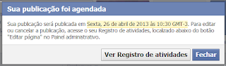 Agendar e programar publicação no Facebook conclusão