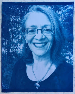 Sue Reno selfie cyanotype