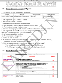 اختبار الفرنسية للفصل الثاني السنة الرابعة متوسط