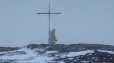 Молещата се пред християнски кръст бяла мечка Facing-570x316