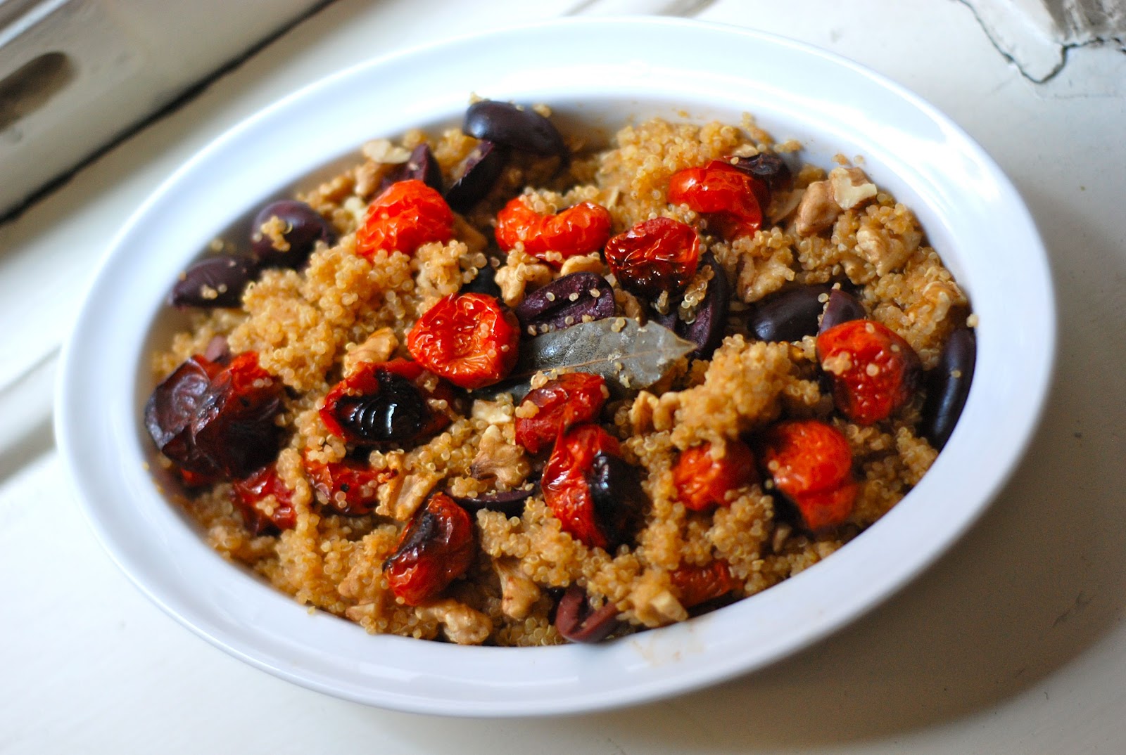 Little Red Quinoa with Roasted Tomatoes, Walnuts & Olives
