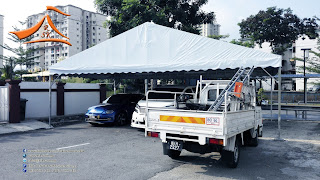 Our client have requested for A Shape Canopy with the size of 18' x 30'. They will required this canopy for car shade purpose. The client were so consent about the strong wind at the same time this structure should not be permanent as well therefore we have dig down 1' and use concrete to ensure the stability of the structure.