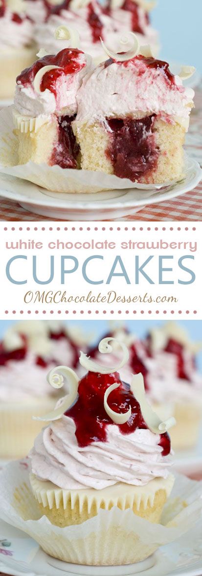 White Chocolate Strawberry Cupcakes
