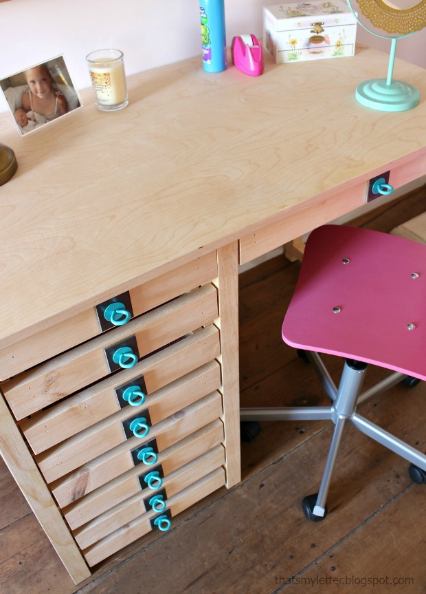 diy vanity desk with Simpson Strong-Tie hardware pulls