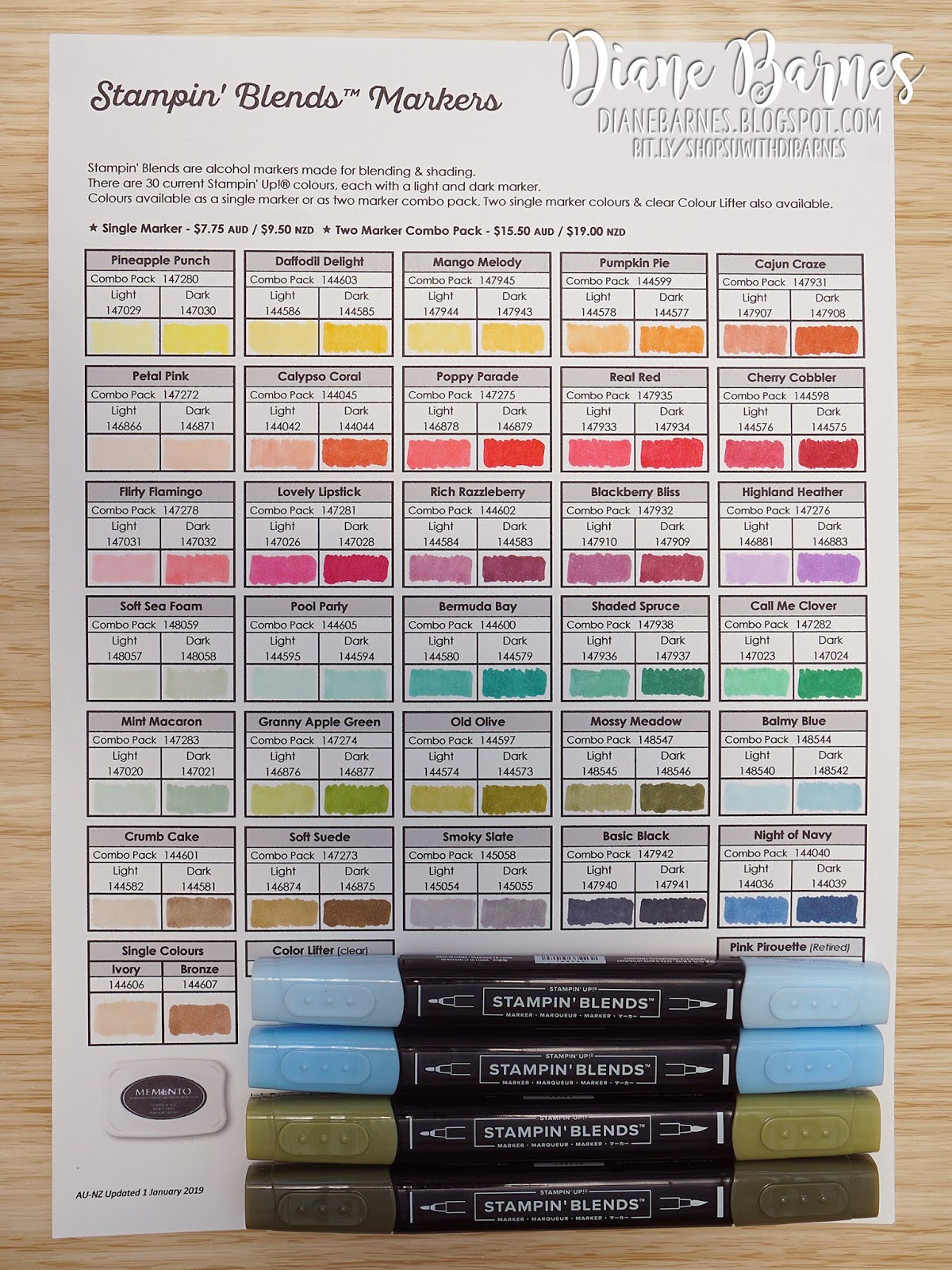 colour me happy New Stampin Blends colours & chart update