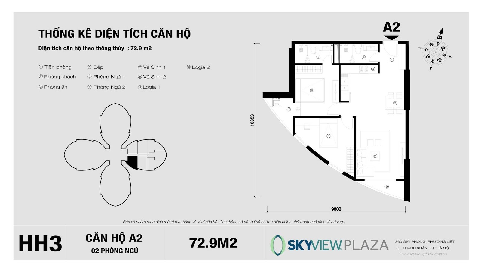 Thiết kế căn hộ A2 Sky View Plaza Giải Phóng Thiết kế căn hộ A2 Sky View Plaza Giải Phóng